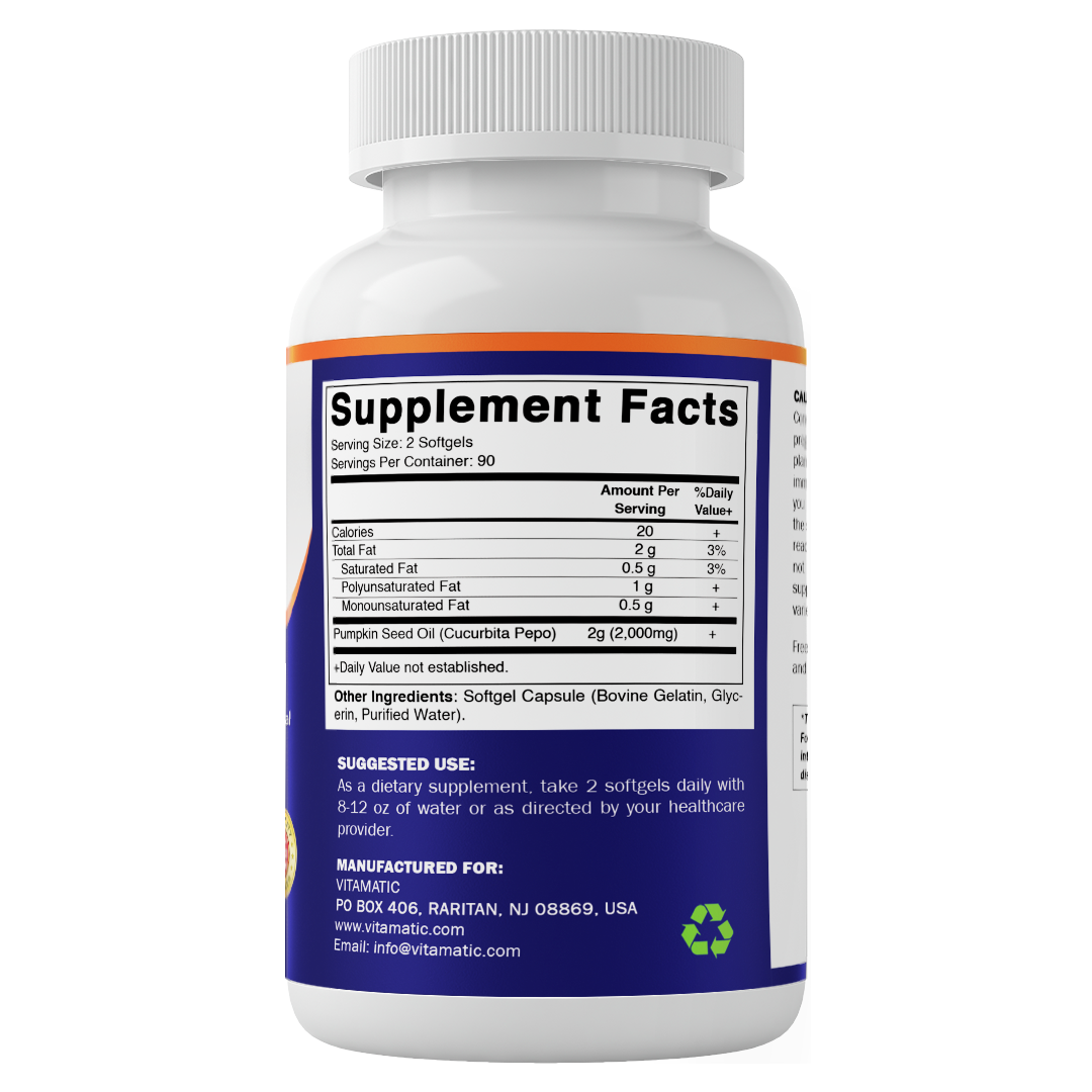 Pumpkin Seed Oil 2000mg per Serving Softgels