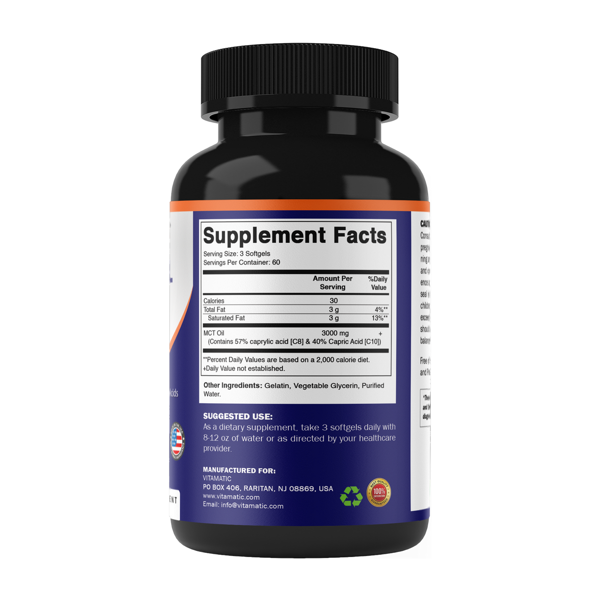 MCT Oil 3000mg per Serving, 180 Softgels