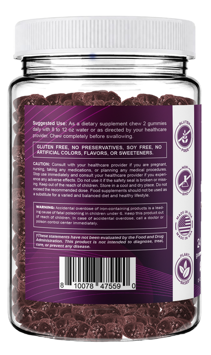 Vitamatic Iron 65mg Per Serving Gummies for Women & Men, 240 Count