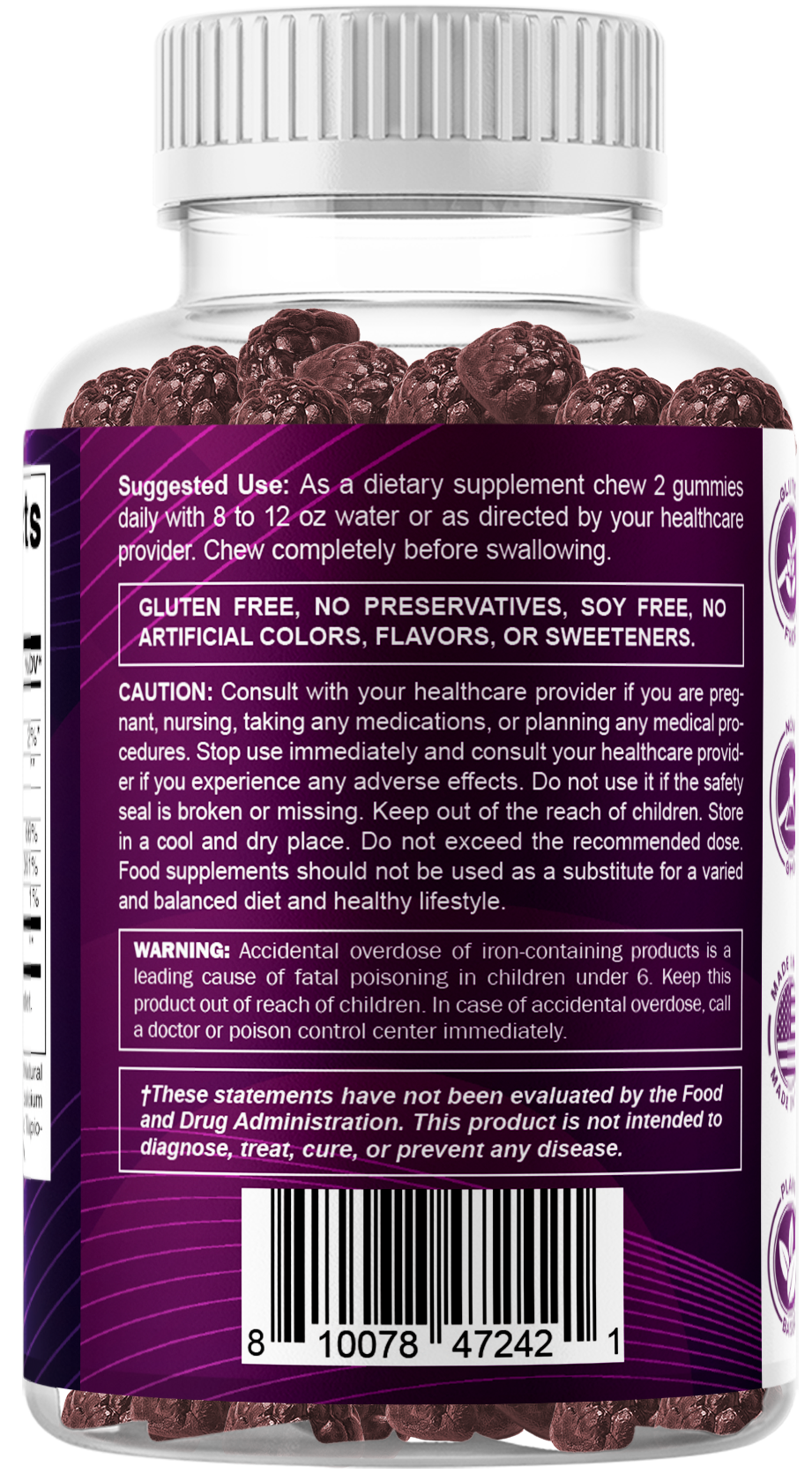 Vitamatic Iron 65mg with Vitamin C, 60 Gummies