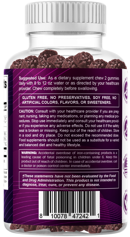 Vitamatic Iron 65mg with Vitamin C, 60 Gummies