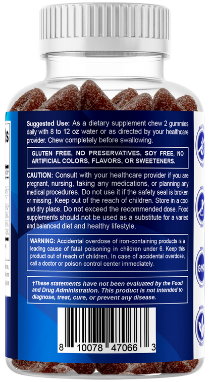 Vitamatic Iron 20mg + Vitamin C Vegan Gummies, 60 Count