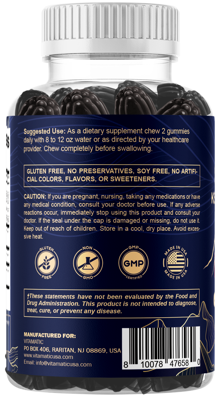 Vitamatic Shilajit + KSM-66® Ashwagandha & Ginseng, 60ct Gummies