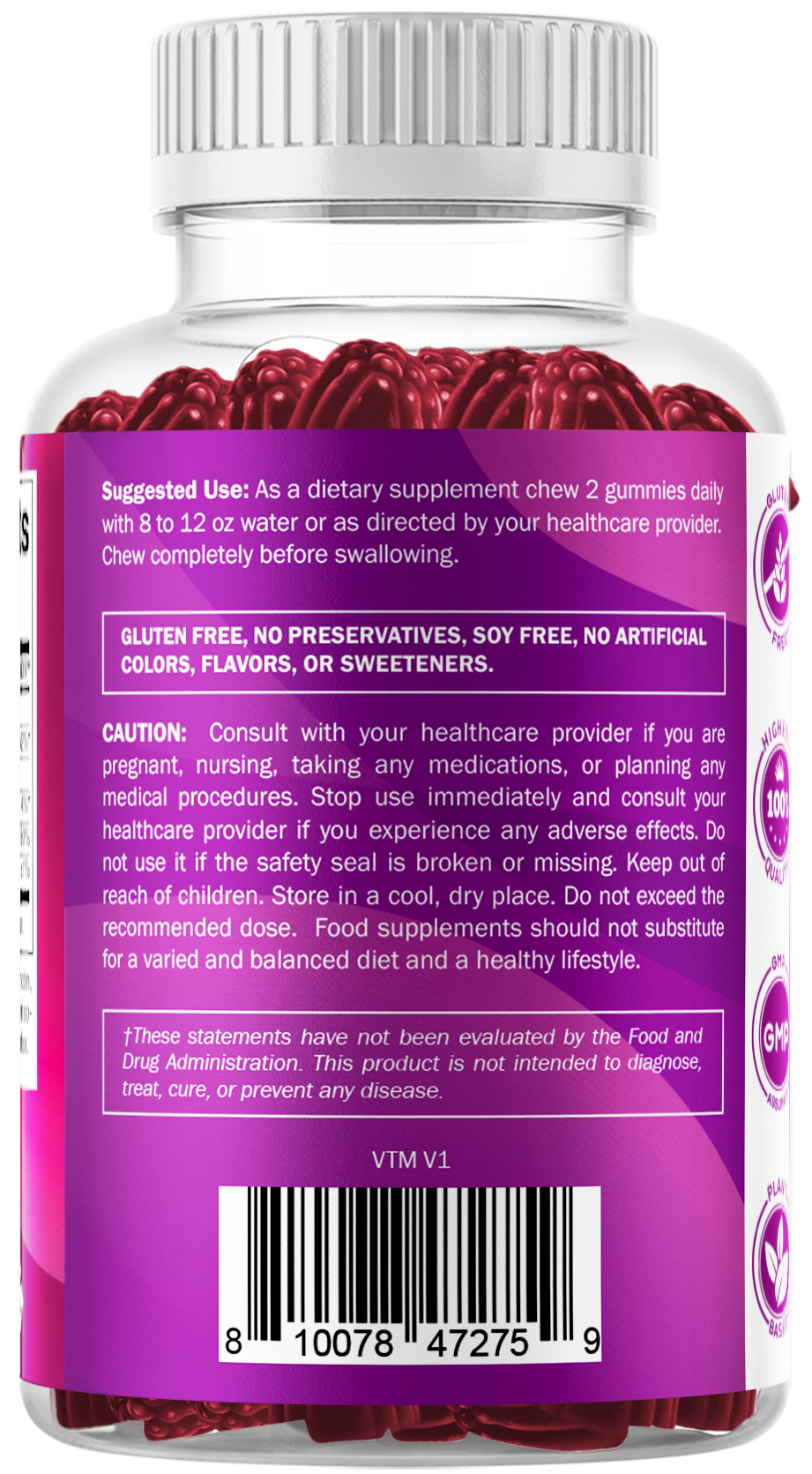 Vitamatic Vitamin B6 100mg Strawberry Gummies, 60 Count