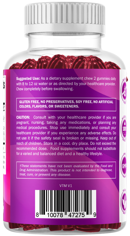 Vitamatic Vitamin B6 100mg Strawberry Gummies, 60 Count