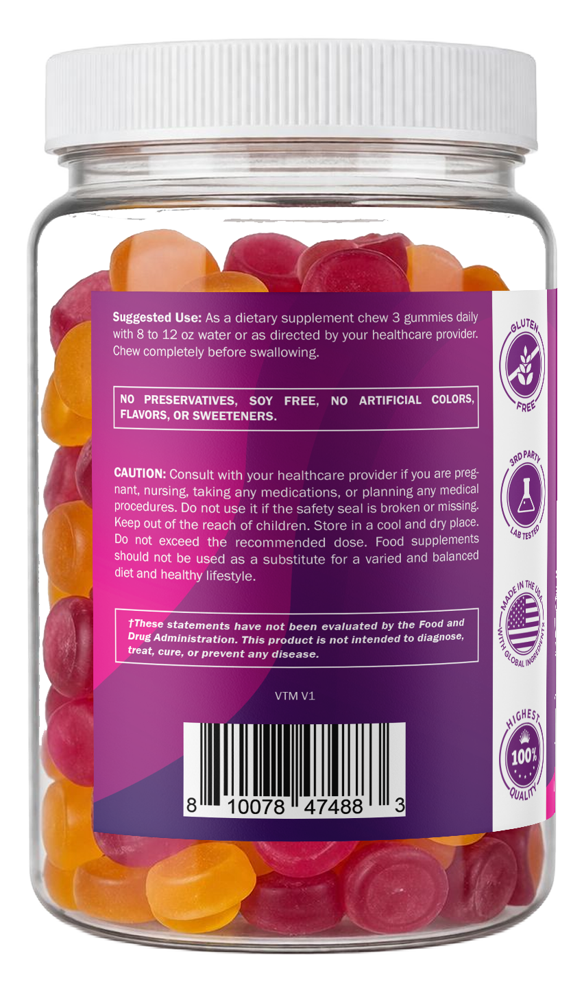 Vitamatic Prebiotic 7G Per Serving Fiber Gummies for Adults, 240 Count