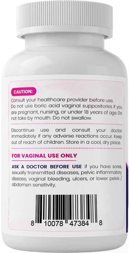 Vitamatic Boric Acid Vaginal Suppositories – Caution Safety and Vaginal Use Instructions
