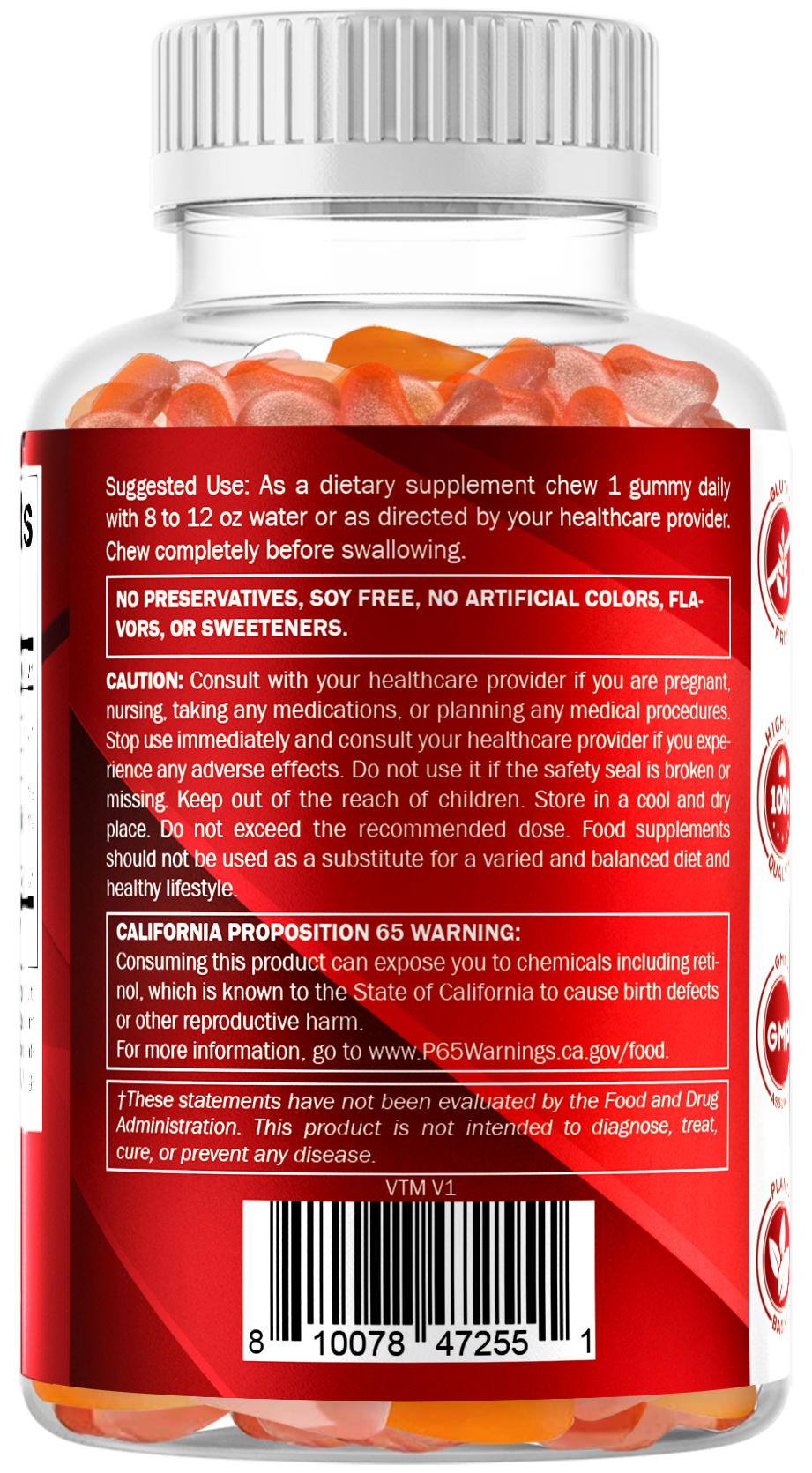Vitamatic Sugar-Free Vitamin A 25000 IU, 120 Gummies