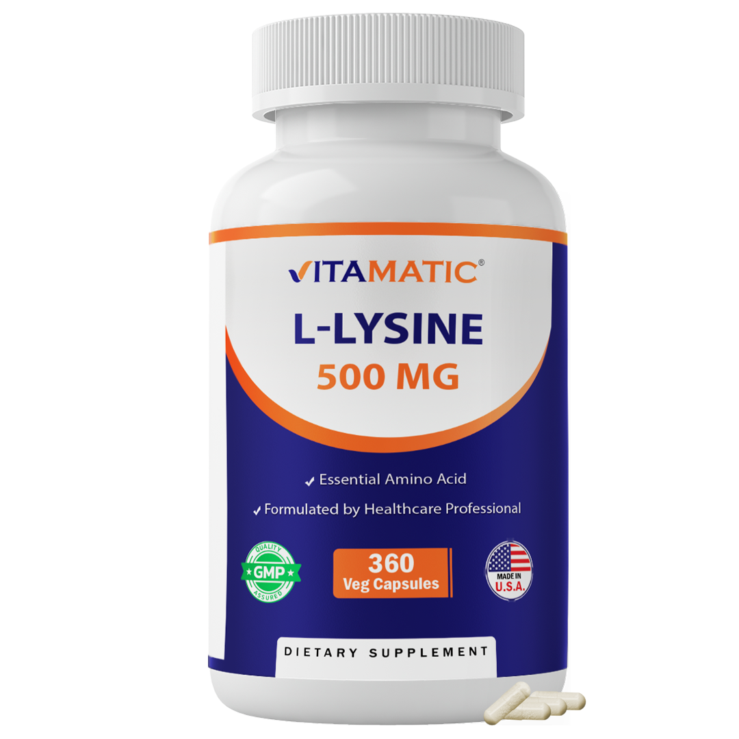 L-Lysine 500 mg, 360 Vegetarian Capsules – Essential Amino Acid Supplement