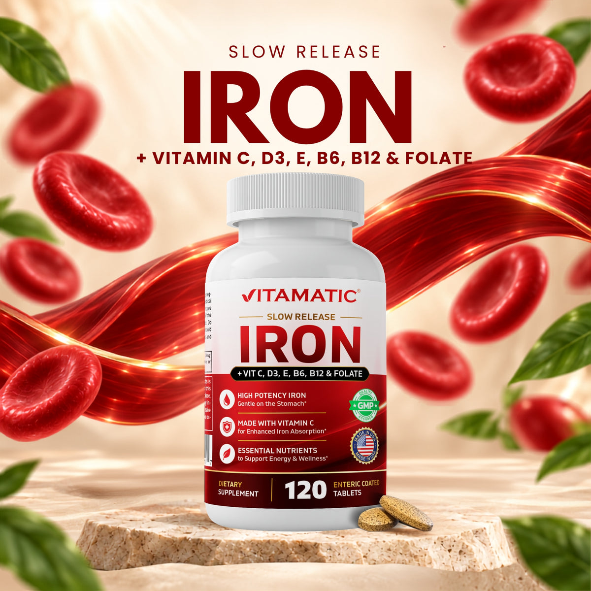 Vitamatic Slow Release Iron Complex, 120 Enteric Coated Tablets