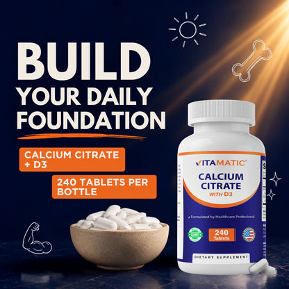 Vitamatic Calcium Citrate with Vitamin D3, 240 Tablets