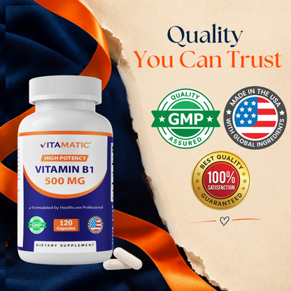 Vitamin B1 Thiamine 500mg, 120 Capsules