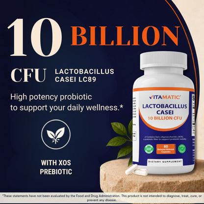 Vitamatic Lactobacillus Casei 10 Billion CFU with XOS Prebiotic, 60 Delayed Release Capsules
