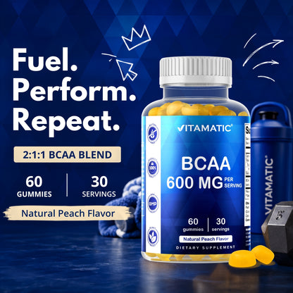 Vitamatic BCAA 600mg per Serving Gummies, 60 Count
