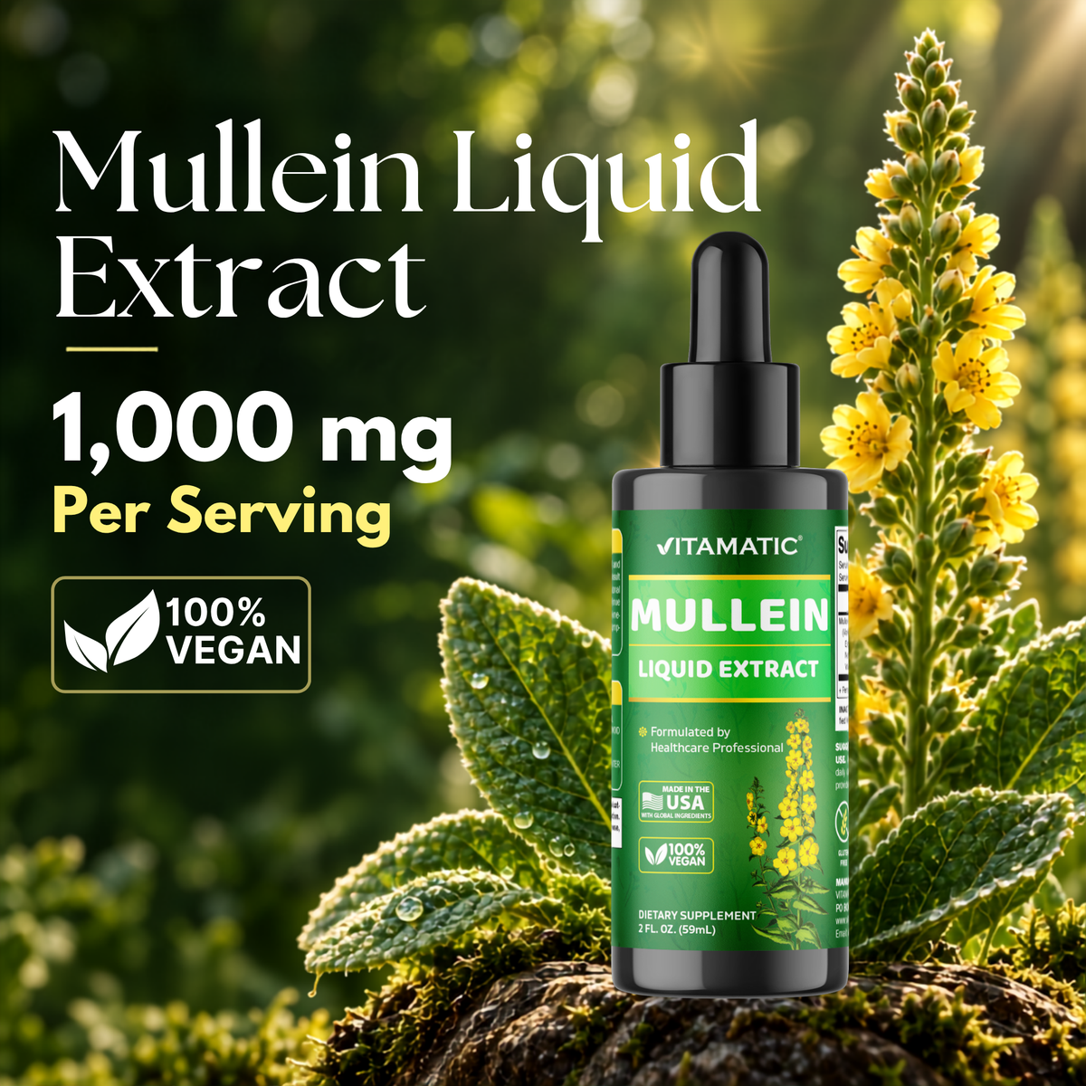 Liquid Mullein Leaf 1000mg Per Serving, 2 FL OZ
