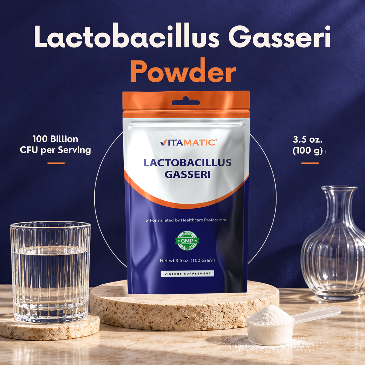 Lactobacillus Gasseri Probiotic Powder, 100g Pouch