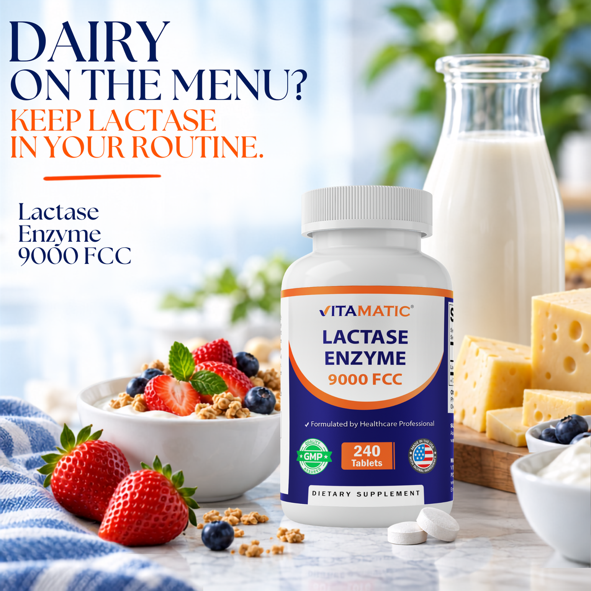 Lactase Enzyme 9000 FCC, 240 Tablets
