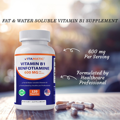 Benfotiamine 300mg + Vitamin B1 300 mg - 120 Vegetable Capsules