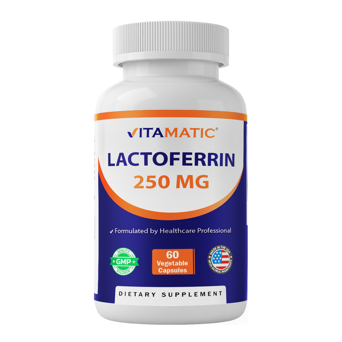 Vitamatic Lactoferrin 250mg Supplement, 60 Veg Capsules