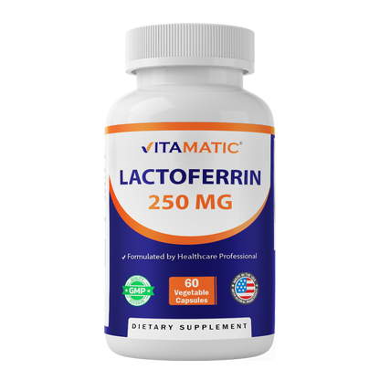 Vitamatic Lactoferrin 250mg Supplement, 60 Veg Capsules