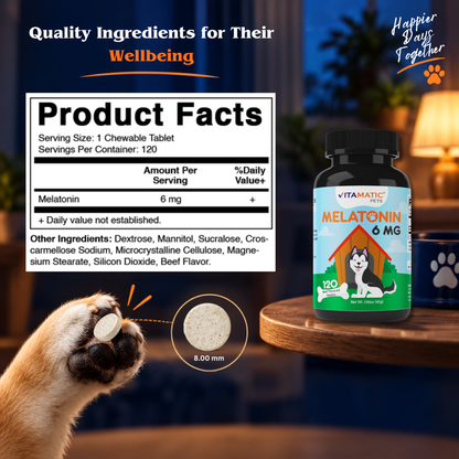 Vitamatic Melatonin for Dogs 6mg, 120 Chewable Tablets