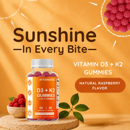 Vitamatic Vitamin D3 + K2 Gummies, 60 Gummies