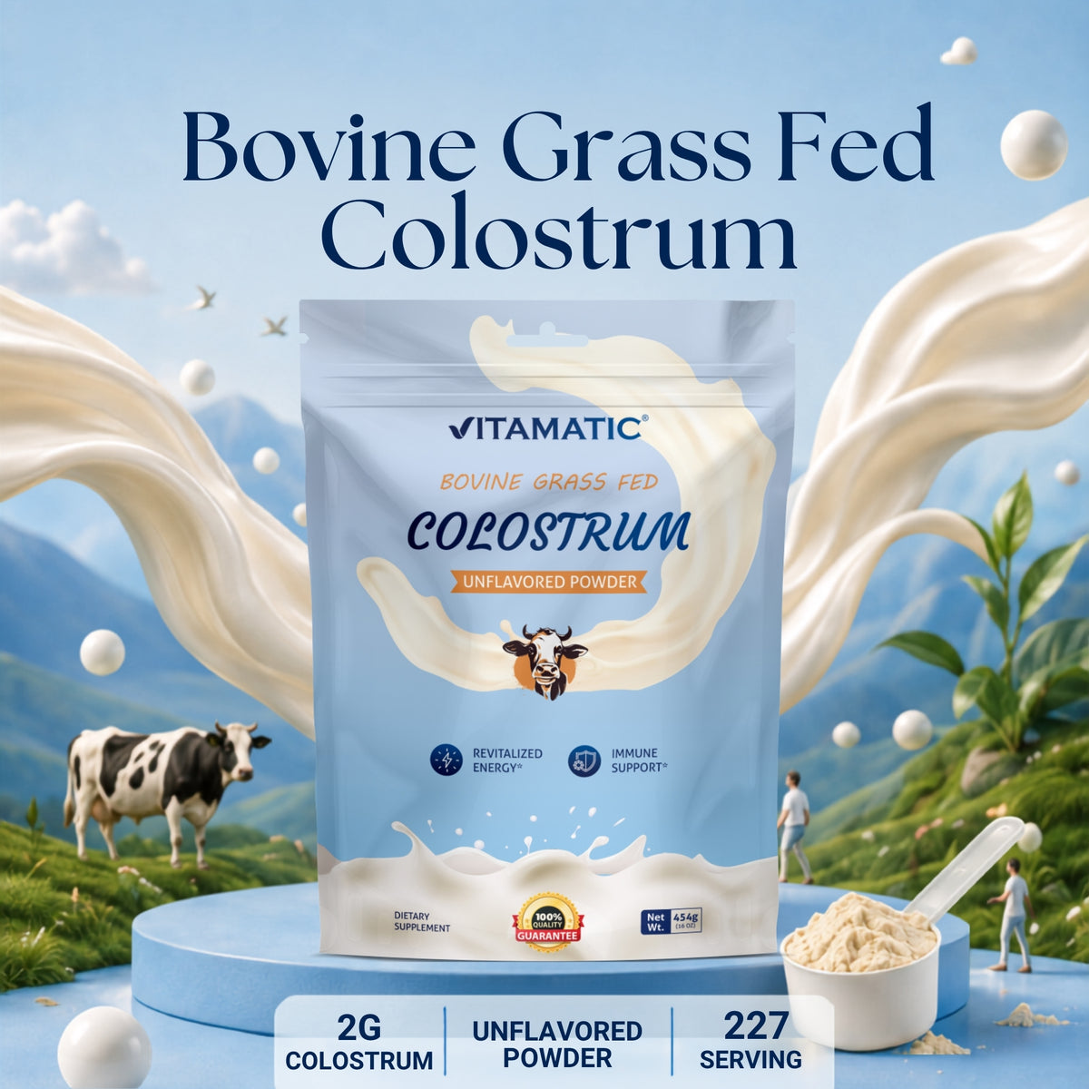 Vitamatic Bovine Colostrum 30% IgG Powder, 16 oz Pouch