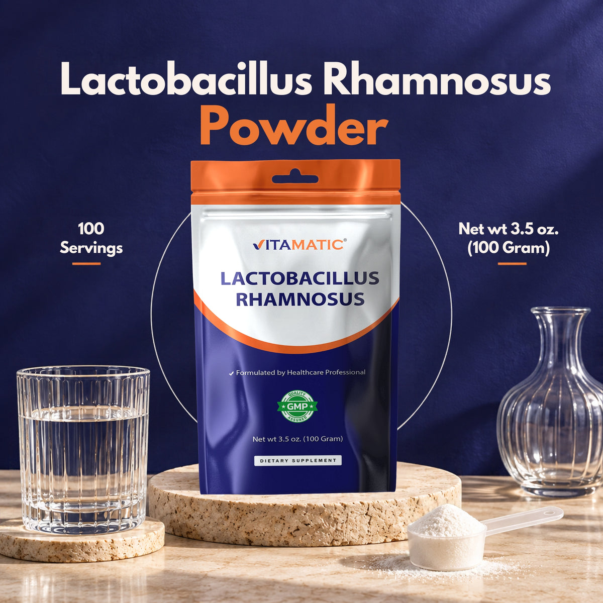 Lactobacillus Rhamnosus Probiotic Powder, 100g Pouch
