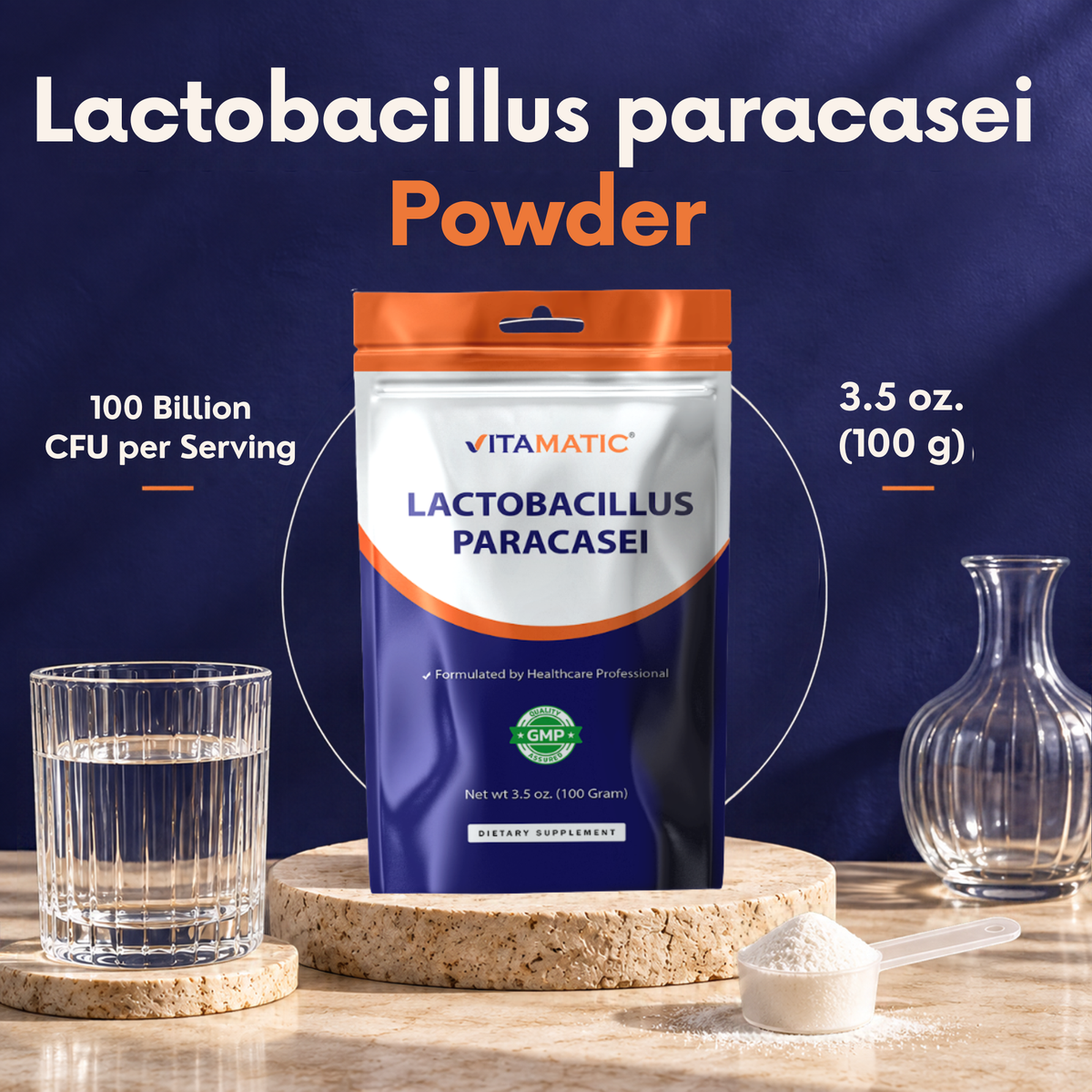 Lactobacillus Paracasei Probiotic Powder, 100g Pouch
