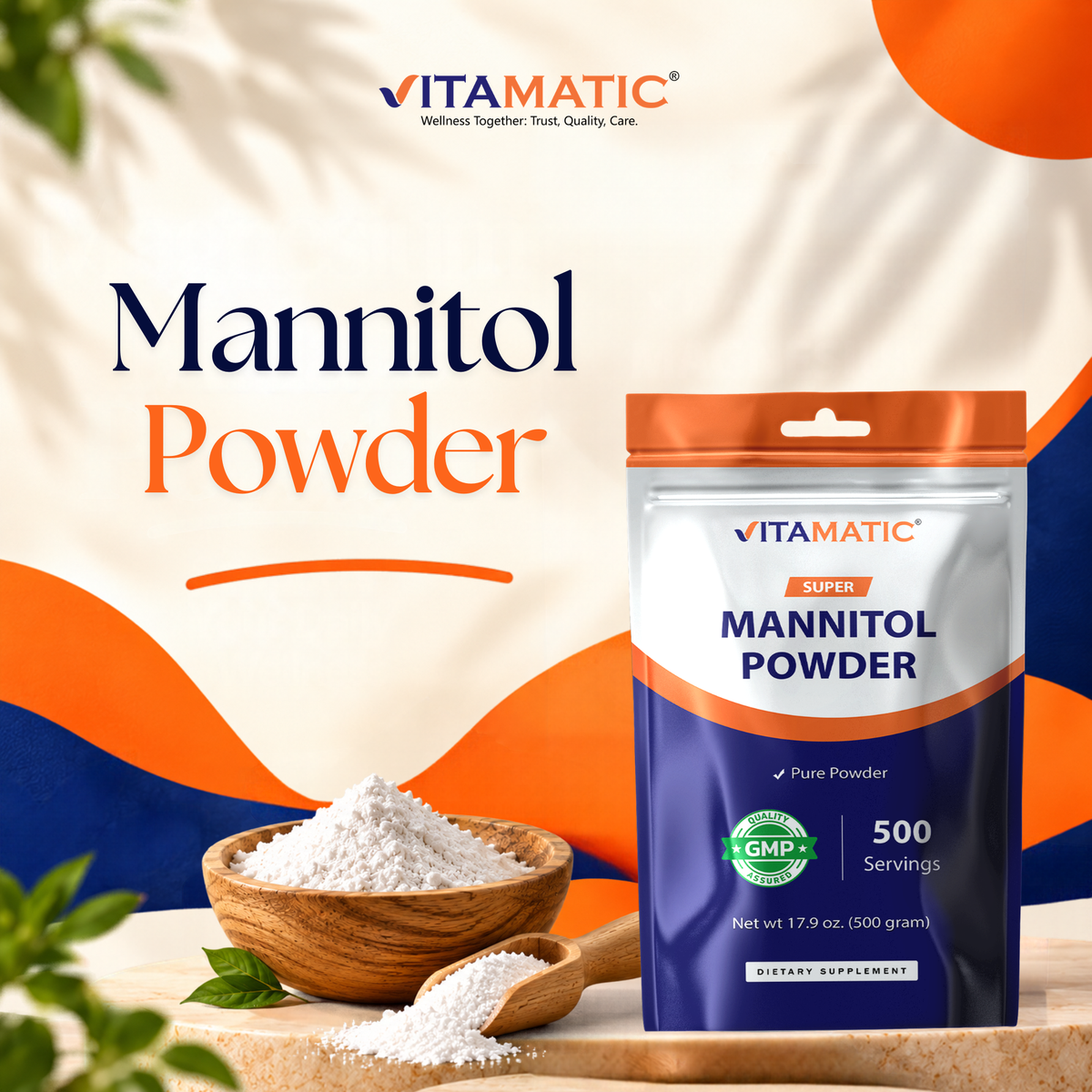Mannitol Powder 1000mg Per Serving, 500g Pouch