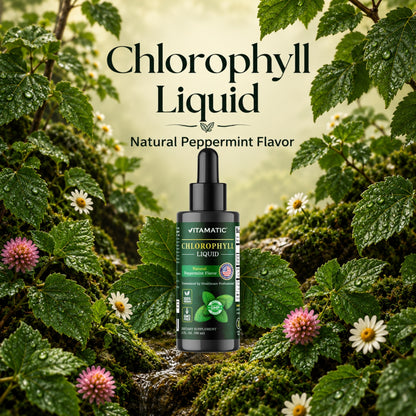 Vitamatic Liquid Chlorophyll 50mg, Natural Peppermint Flavor, 2 Fl OZ