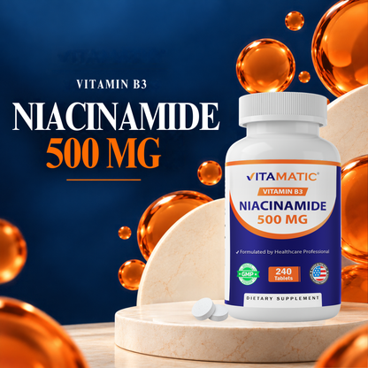 Vitamatic Niacinamide 500mg Vitamin B3, 240 Tablets