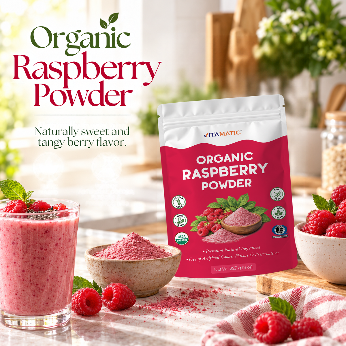 Vitamatic Organic Raspberry Powder