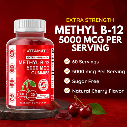 Vitamatic Sugar-Free Methyl B12 5000 mcg, 120 Gummies