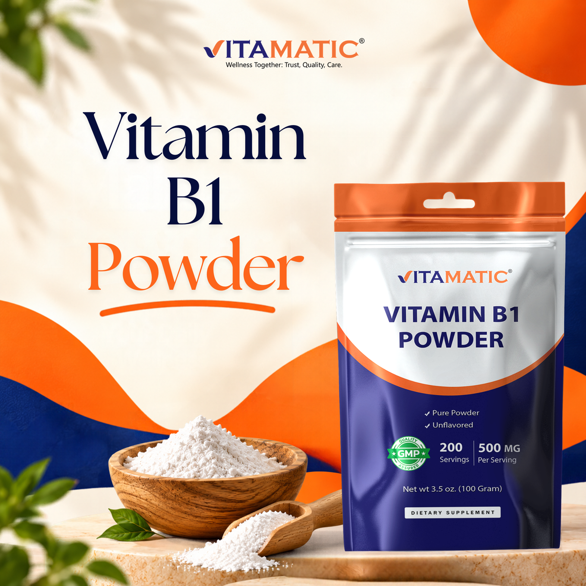 Vitamin B1 Powder Thiamine Mononitrate, 100g Pouch