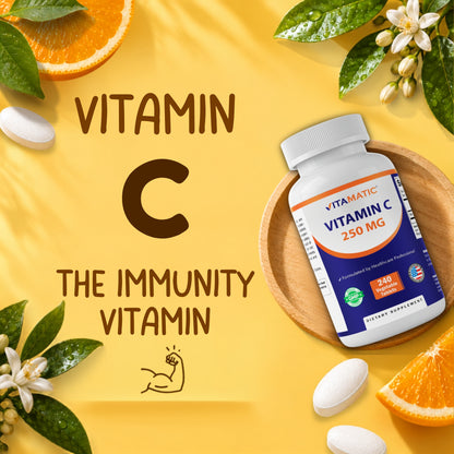 Vitamatic Vitamin C 250mg 240 Vegetarian Tablets