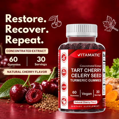 Vitamatic Vegan Tart Cherry + Celery Seed, 60 Gummies