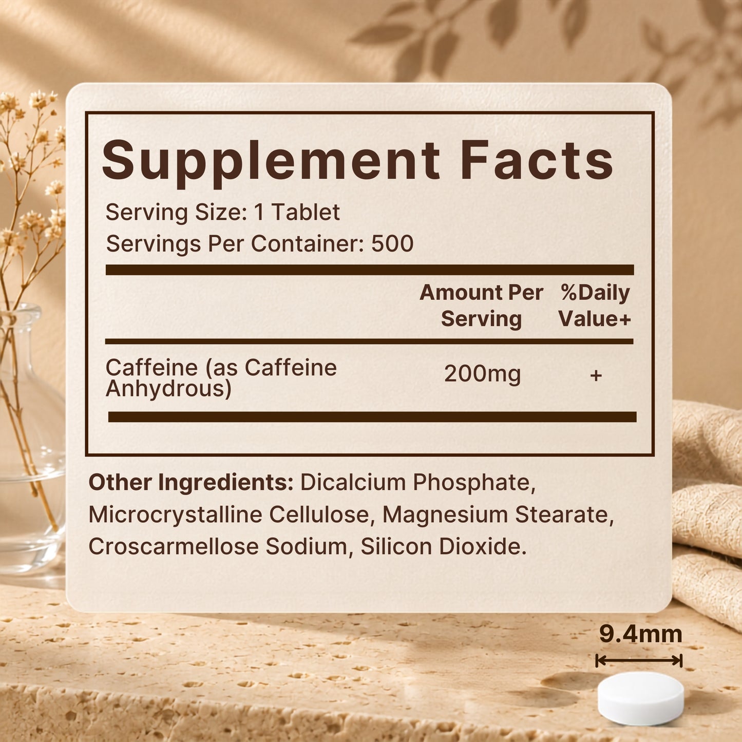 Vitamatic Caffeine Pills 200mg, 500 Vegetarian Tablets