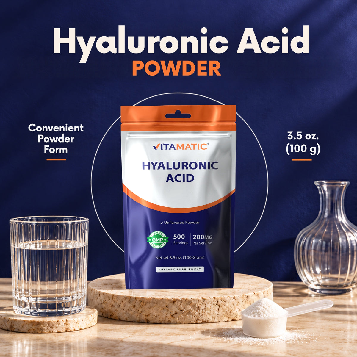 Hyaluronic Acid Powder, 100g Pouch