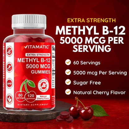 Vitamatic Sugar-Free Methyl B12 5000 mcg, 120 Gummies