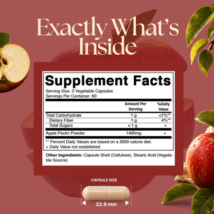 Apple Pectin 1400mg per Serving, 120 Capsules
