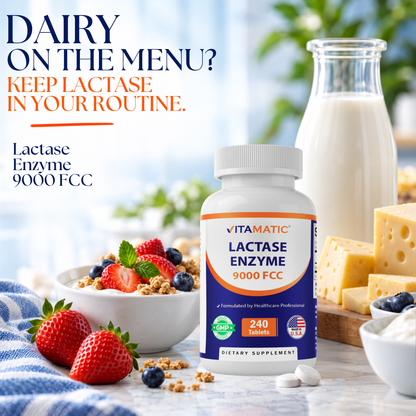 Vitamatic Lactase Enzyme 9000 FCC, 240 Tablets
