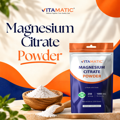 Magnesium Citrate Powder 1000mg, 250g Pouch