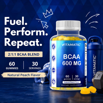 Vitamatic BCAA 600mg per Serving Gummies, 60 Count