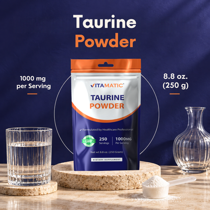 Pure Taurine Powder 1000mg, 250 Servings Pouch
