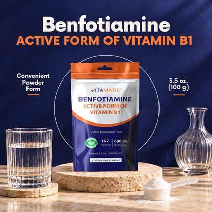 Benfotiamine Powder 600mg Per Serving, 100g Pouch