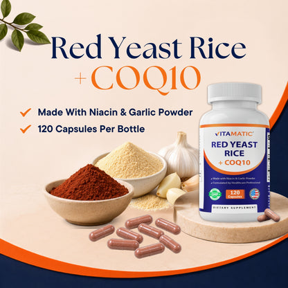 Vitamatic Red Yeast Rice 1200mg with CoQ10, 120 Capsules