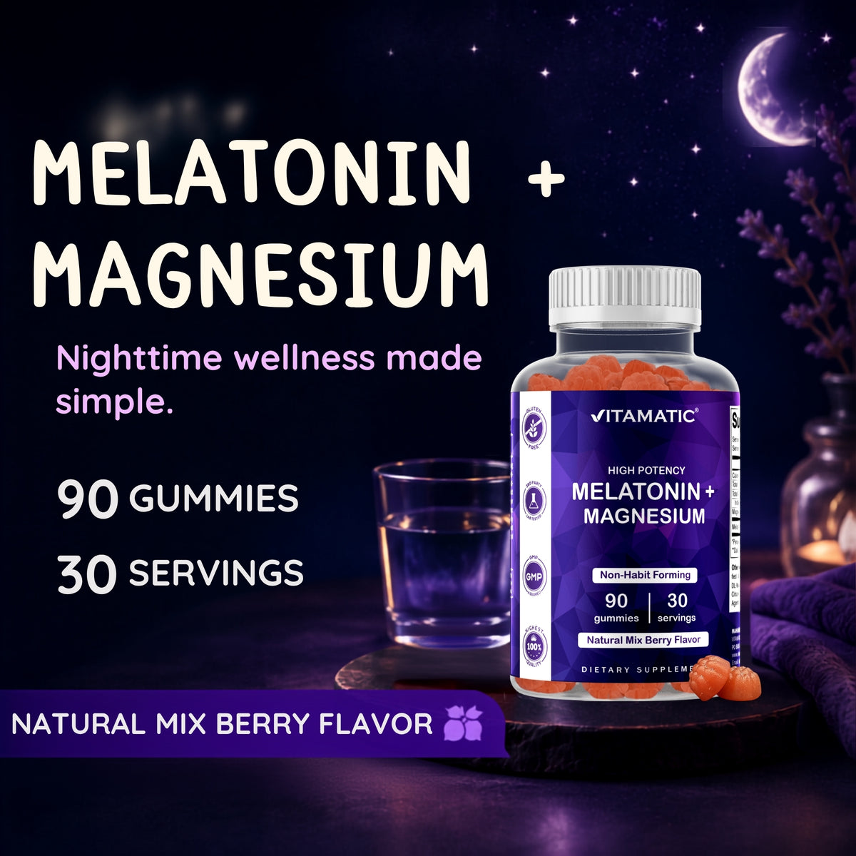 Vitamatic Melatonin 30mg with Magnesium 200mg Gummies