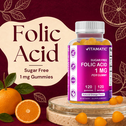 Vitamatic Sugar-Free Folic Acid 1mg, 120 Gummies