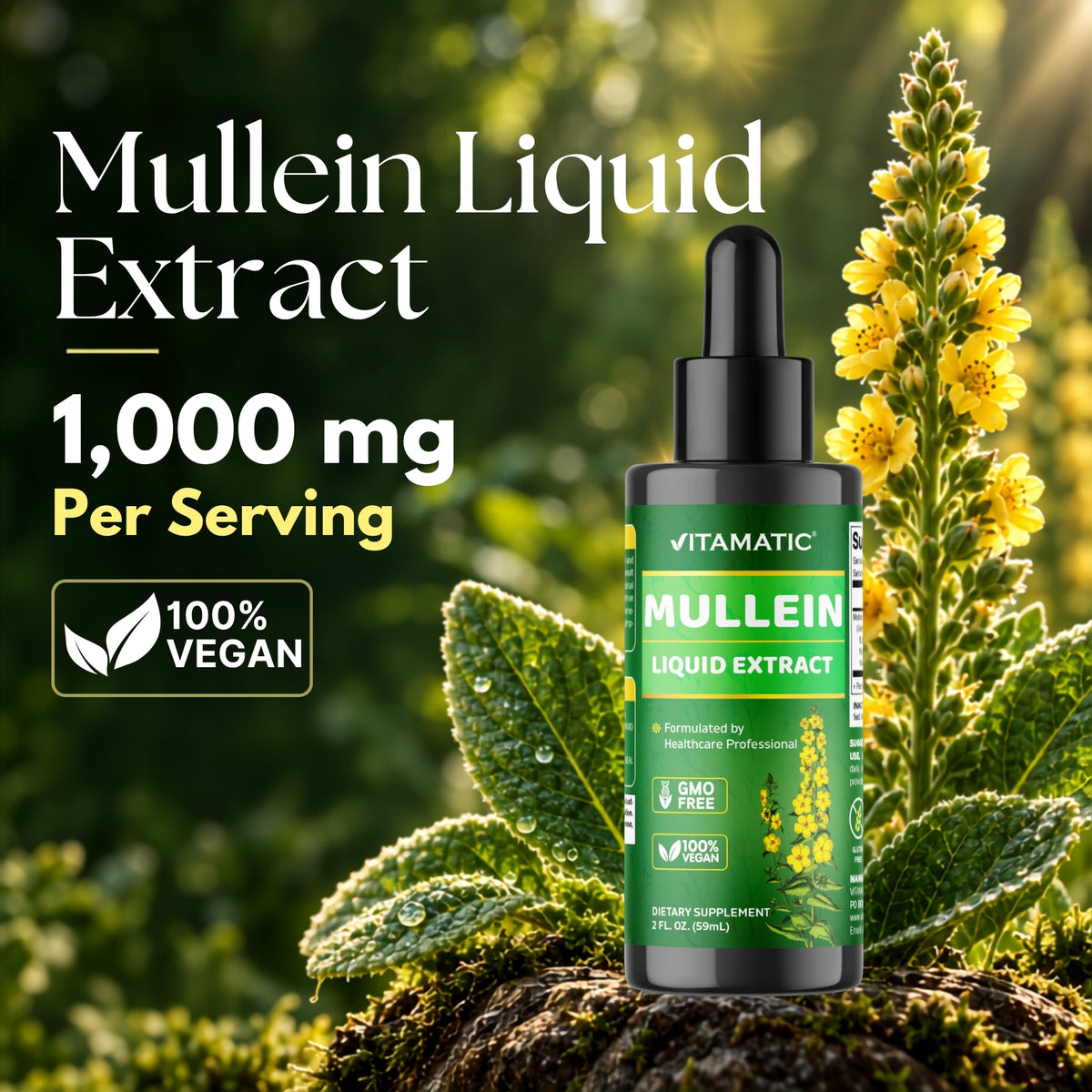 Vitamatic Liquid Mullein Leaf 1000mg Per Serving, 2 FL OZ
